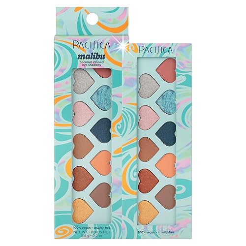 Pacifica Eyeshadow Palette – Malibu Mineral Eyeshadow, Blendable Neutral Shades with Velvet Matte, Shimmer & Metallic, Cocoa Butter Infused, Talc-Free, Vegan & Cruelty-Free, 0.24 oz (10 Shades)