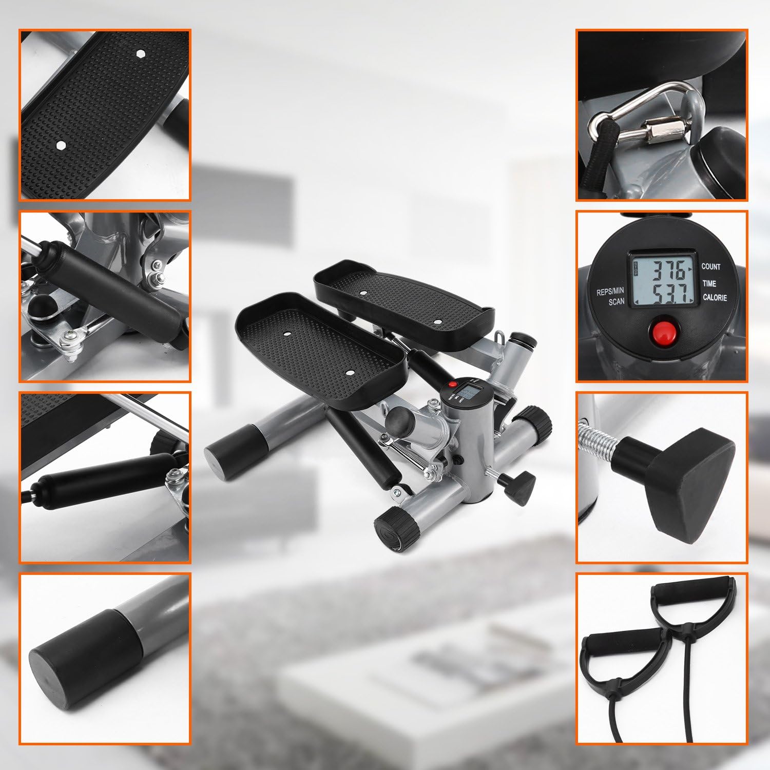 Tomasa Step Swing Stepper with training tapes Including Resistance Cords/Stepper training device with adjustable resistance and wireless console