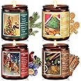 Christmas Candle Set | 4Pack Scented Candles Holiday Candle Gifts - Soy Candles Home Scented, Xmas Gift for Women and Men - Scents of Christmas Tree/Spice/Cookies/EVE