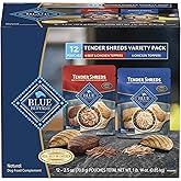 Blue Buffalo Tender Shreds Tasty Chicken Topper and Beef & Chicken Topper Natural Dog Food Complement, 2.5-oz. Pouch, 12-Count Variety Pack