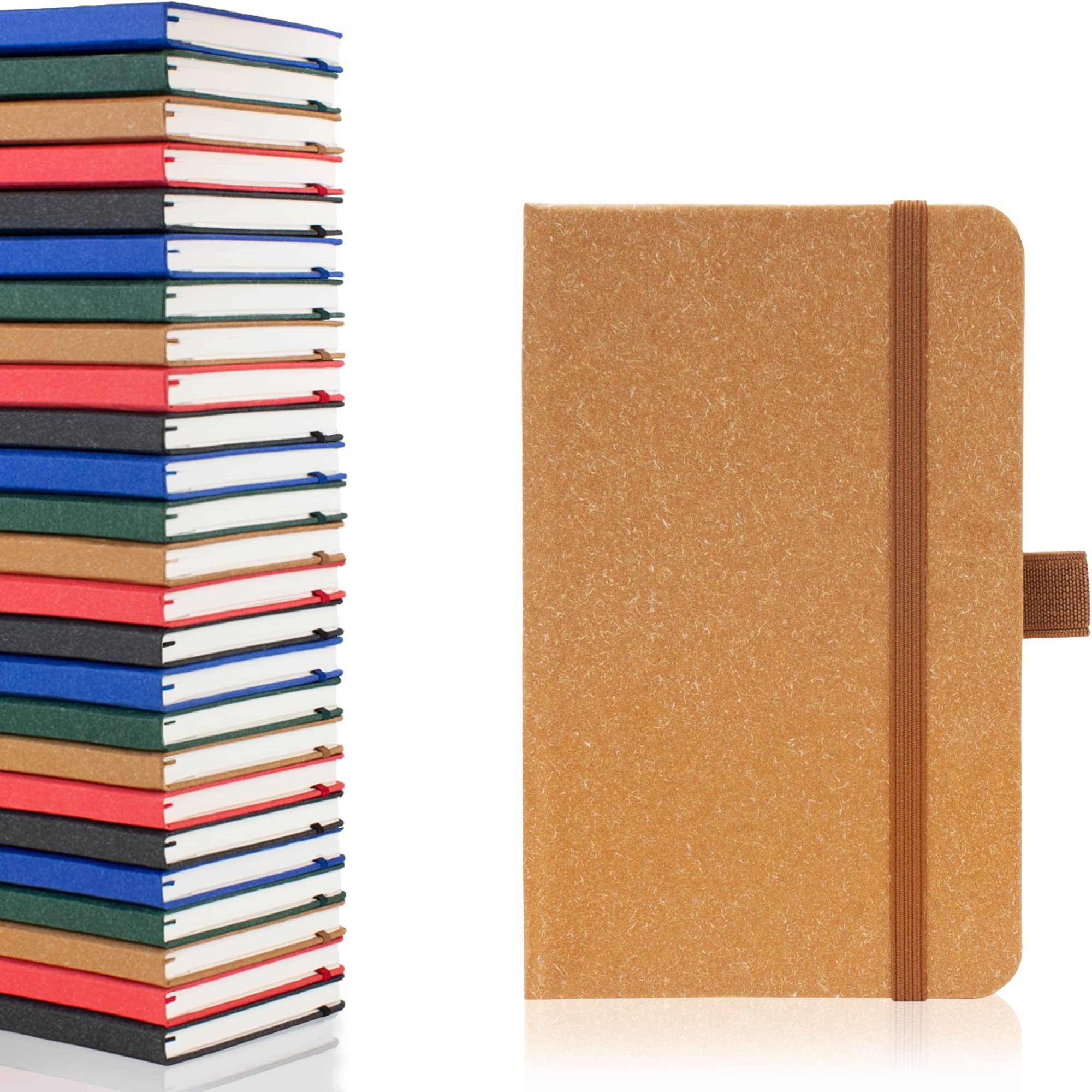 Notes London A6 Environmentally Friendly Eco Notebook with Lined Pages & Date Marks, 100% Recycled Paper, Ribbon, Pen Loop and Enclosure Band, Hardback Journal Notepad Note (Natural)