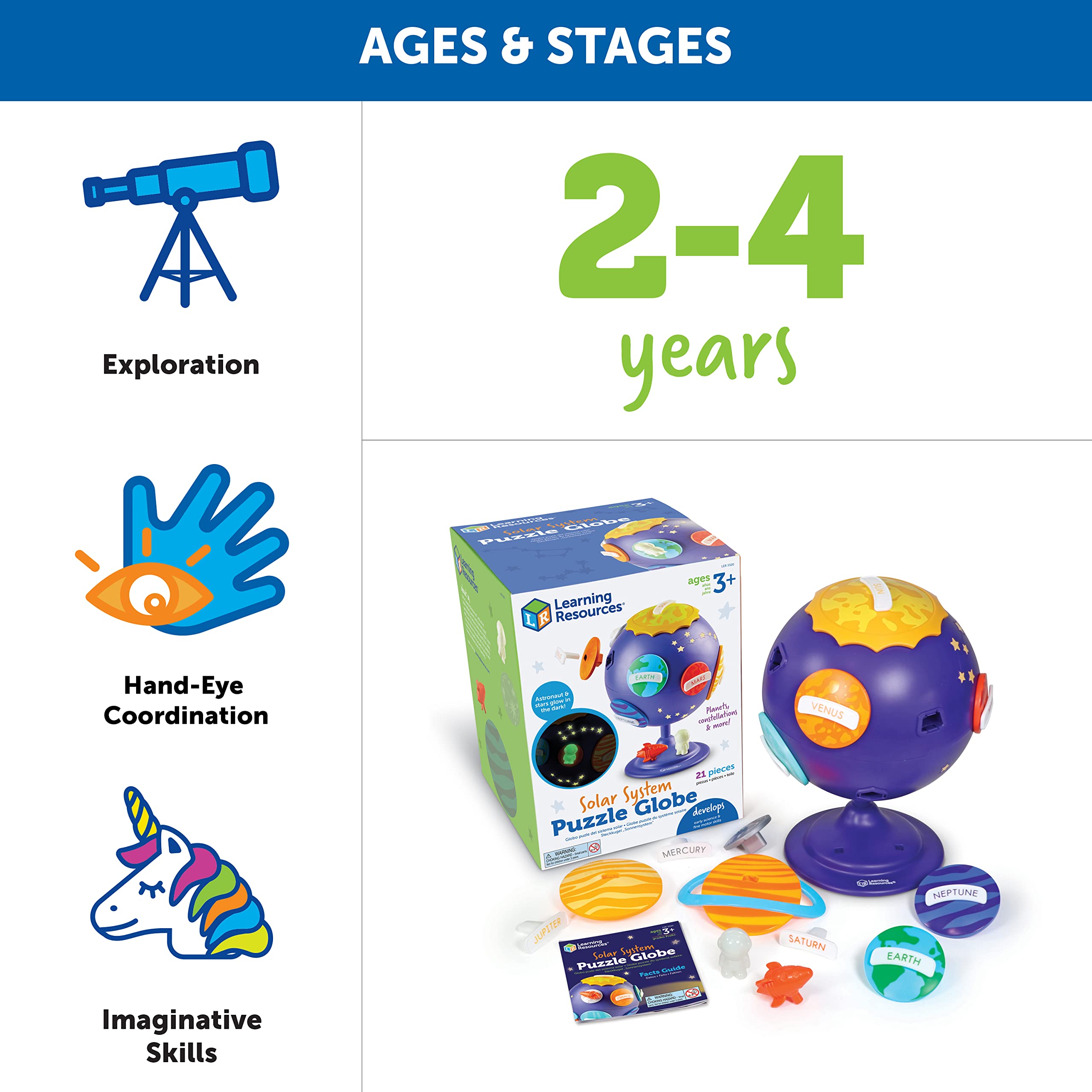 Learning Resources Solar System Puzzle Globe Space Toys for Toddlers, STEM Toys for Kids, Space Décor for Kids, 21 Pieces, Age 3+