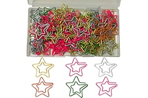 WZIOEPUL 100 Pcs Paperclips Bookmark Clips - Five-Pointed Star Lover Gifts for Women,Coloured Metal Paper Clamps Clips, Document Paper Clips Holders Clamps for Desk Office School and Office Use