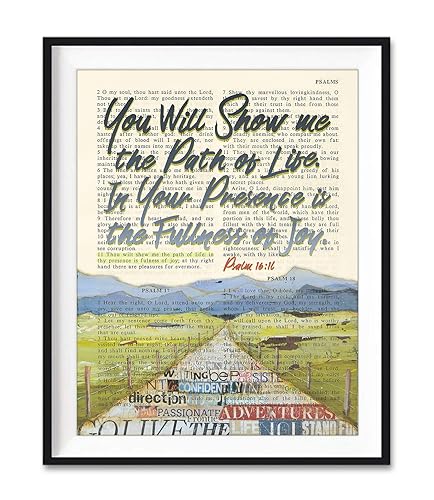 Amazon Com Vintage Bible Page Verse Scripture You Will Show Me The Path Of Life Psalm 16 11 Art Print Unframed Mountain Landscape Christian Wall Art Decor Poster All Sizes Handmade
