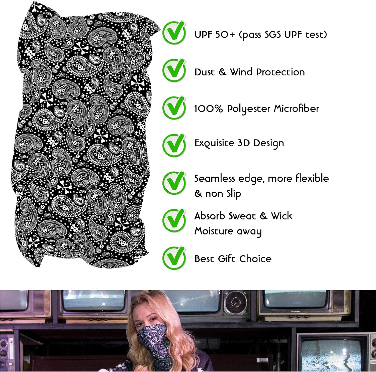 CyberBeast Neck Gaiter Face Mask Bandana for Outdoor Sun, Wind, Dust Protection at  Women’s Clothing store