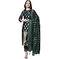 VredeVogel Women's Cotton Silk Jacquard Kurta Pant with Banarasi Silk Dupatta Set