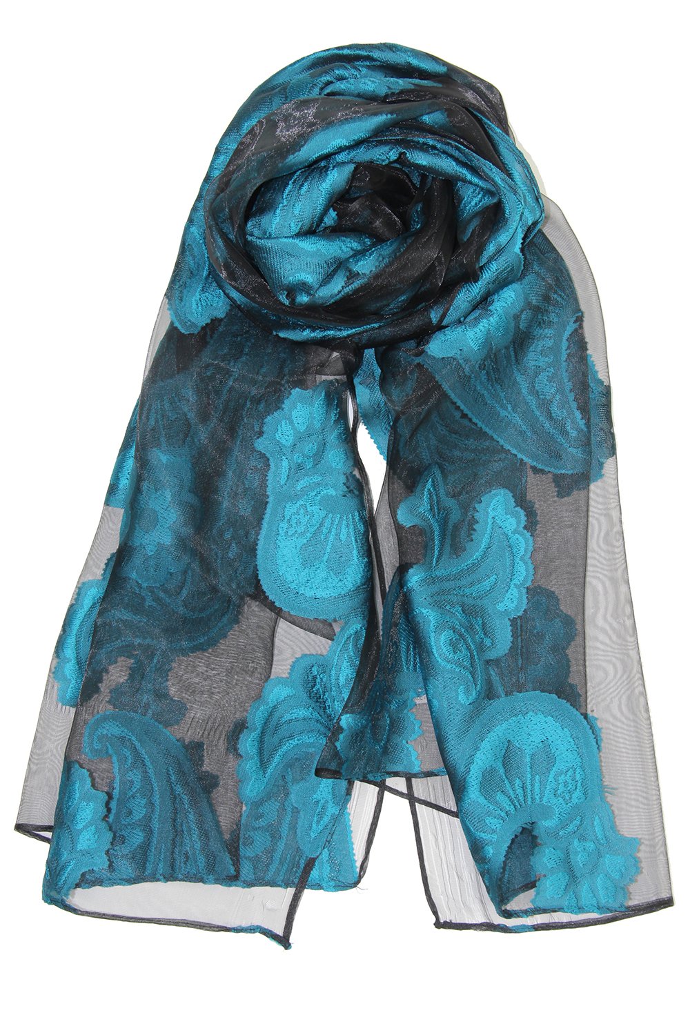 Achillea Women's Sheer Burnout Scarf Evening Wrap Shawl w/Embroidered Paisley Pattern Achillea Women's Sheer Burnout Scarf Evening Wrap Shawl w/Embroidered Paisley Pattern