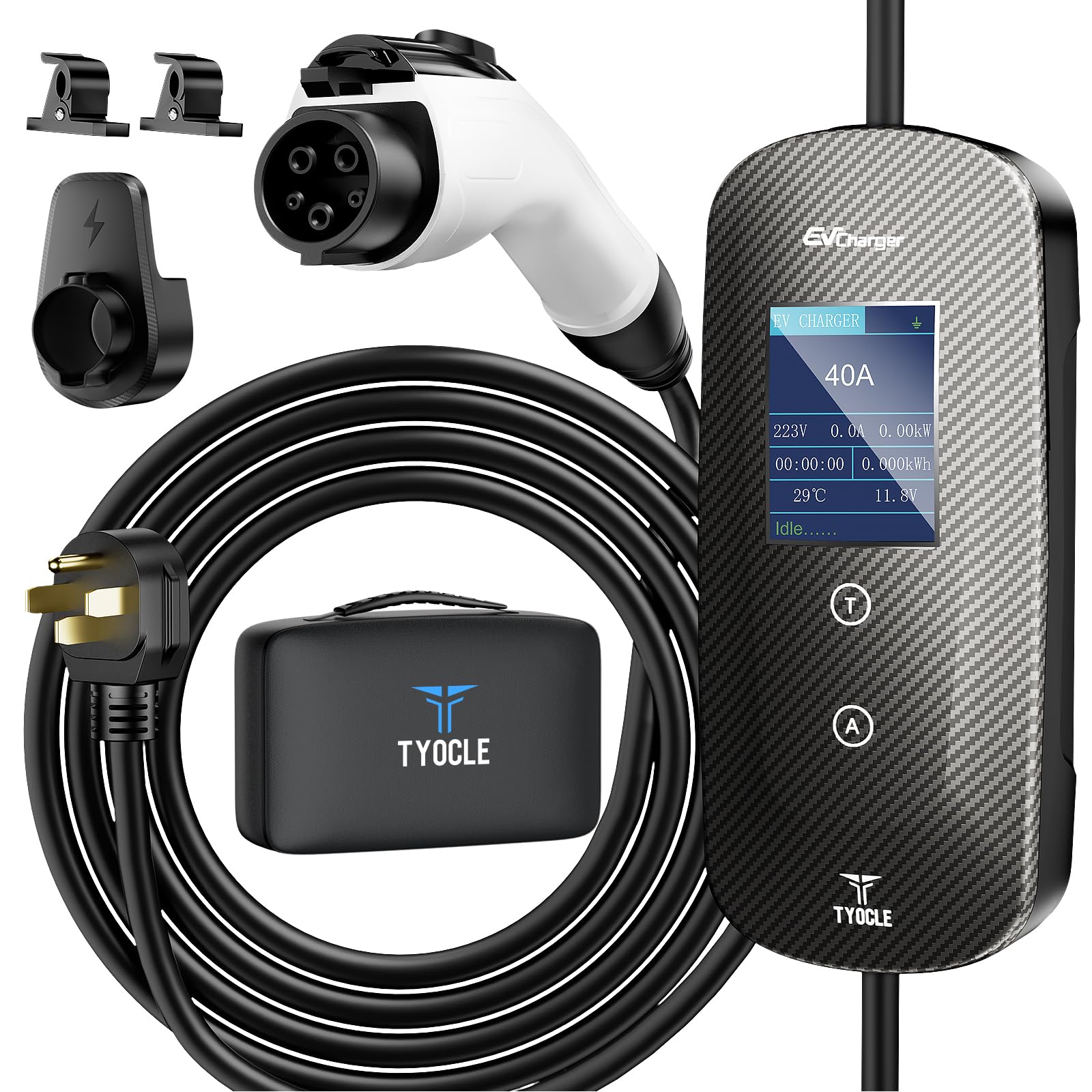 Photo 1 of 2025 New Portable Level 2 EV Charger (40Amp, 240V, NEMA 14-50P) with 23 Ft Cable. The Mobile Electric Vehicle Equipment Works Home Car Charging, Offering Charging for EV Model