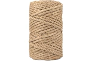 6MM Jute Rope,98Feet Strong and Heavy Duty Jute Twine, Brown Decoration Hemp Twine String for Artworks, Gardening, Bundling, 