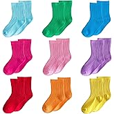 MINI PANDA Little Girl's Socks, Girls Socks Cute,girls Crew Socks 9 Pairs Pack