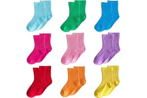 Mini Panda Little Girl's Socks, Girls Socks Cute,girls Crew Socks 9 Pairs Pack