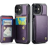 Vinich for iPhone 11 Wallet Case with Card Holder, RFID Blocking Credit Slots Kickstand Shockproof Phone Cover Fit for iPhone 11 6.1" Purple