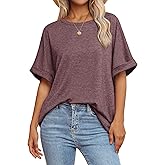 ATHMILE Womens Oversized T Shirts Summer Tops Spring Casual Loose Fit Workout Short Sleeve 2026 Beach Vacation