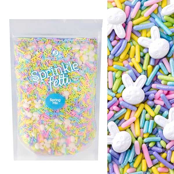 SWEETS INDEED, SPRINKLES, BULK, 10 OUNCE, EDIBLE SPRINKLE MIX, PERFECT FOR CAKE DECORATIONS, BAKING, ICE CREAM, COOKIES, CUPCAKE TOPPER (EASTER)