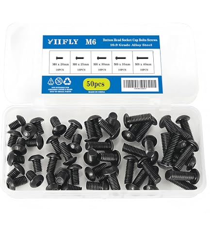 Hmevsafinect 10 Pack M6 X 35mm Button Head Socket Cap Bolts – 304 Stainless Steel, Full Thread, Allen Hex Drive, Silver Bright Finish (Furniture & Machinery Screws)