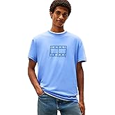 Tommy Jeans Mens Short Sleeve Cotton Graphic T-Shirts with Printed Distressed Flag Logo