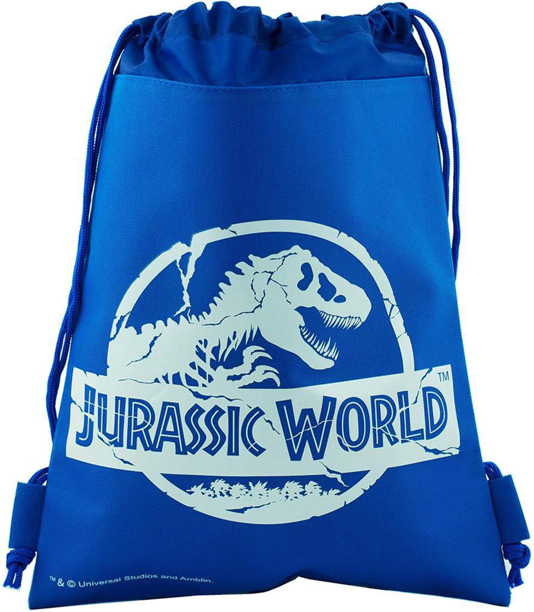 Jurassic World Drawstring Backpack Sling Tote School Sport Gym Bag (Blue)