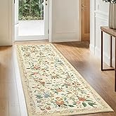 Amada 2x6 Washable Runner Rug, Non-Slip & Low-Profile Kitchen Area Rug with Durable Edge Binding, Boho Floral Pattern, Soft Long Entryway Runner Rugs for Bedroom & Hallway
