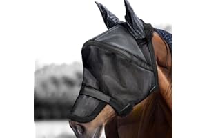 Harrison Howard Maskology Supreme Horse Fly Mask Stellar UV Protection with Detachable Nose Cover Well-Received 2-in-1 Mask Fuchsia Black L Full Size