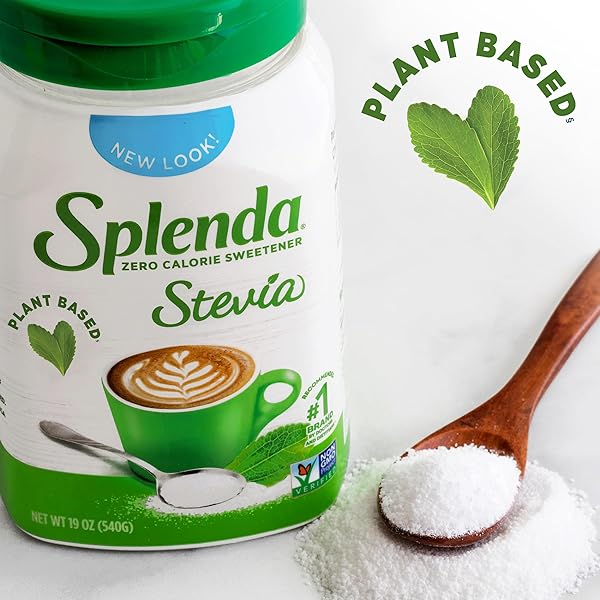 SPLENDA STEVIA ZERO CALORIE SWEETENER, PLANT BASED SUGAR SUBSTITUTE GRANULATED POWDER, 19 OZ JAR