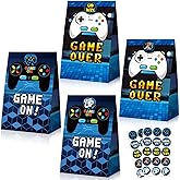 Pajean 24 Pcs Game Gift Bag Video Game Party Supplies Gamer Party Favor Gaming Theme Goodie Candy Treat Bags with 30 Pcs Stickers for Themed Birthday Decorations