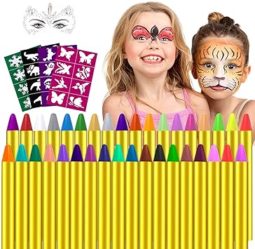 Gesichtsfarbe 36 Farben Kinderschminke Set Gesicht Korper Malerei Kits Sicher Und Ungiftig Kinderschminke Ideal Fur Partys Madchen Schablonen Gesichtsfarben Halloween Fasching Kinderschminke Amazon De Spielzeug