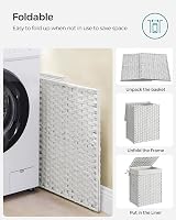 SONGMICS Handwoven Laundry Basket 90L White with Lid and Handles LCB51WT view 8