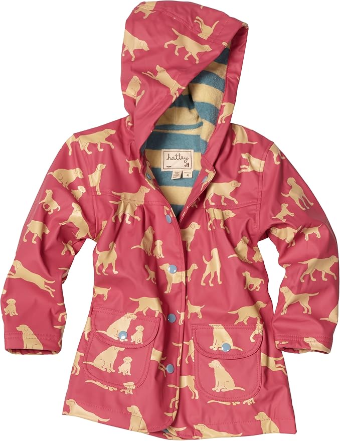 Hatley Little Girls' Pink Labs Children Rain Coat, Blushes