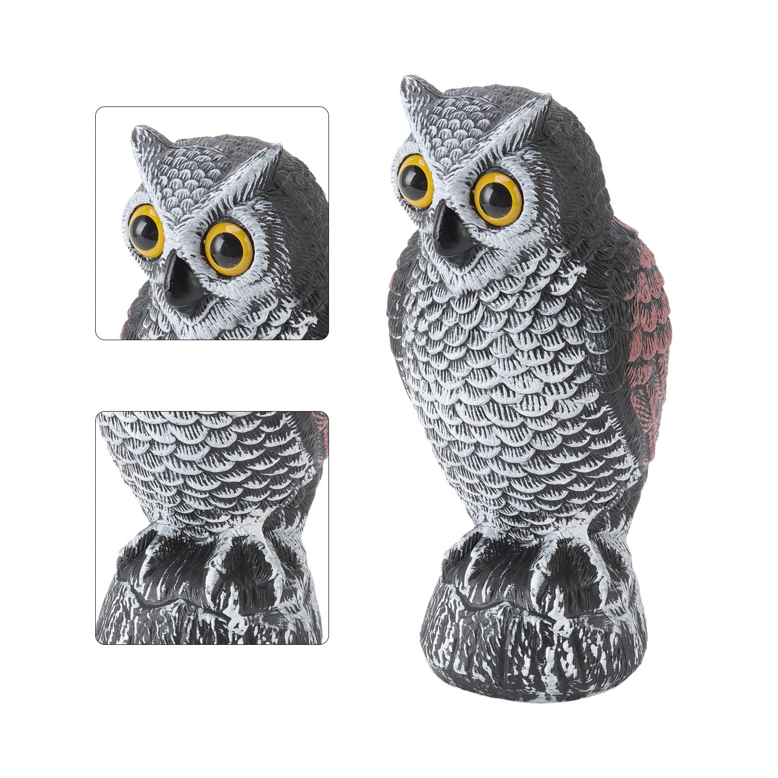 Qcwwy Garden Plastic Owl Yard Decoration Bird Repeller Outdoor Garden Decoration Plastic Hunting Fake Owl Deterrent Repeller, Keep Birds Away Waterproof Sunscreen Owl To Scare Birds
