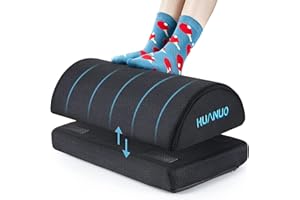 HUANUO Foot Rest for Under Desk at Work, with 2 Optional Height, Double Layer Adjustable Foot Stool for Office, Home, Airplan