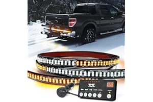 LUMENIX 49" Inch Strobe Light Strips, Back Window | Tailgate White Amber Warning Emergency Flashing Safety Double Row LED Strip Flexible Lights Bar w/Controller for Tow Work Trucks Vehicles SUV - 1PC