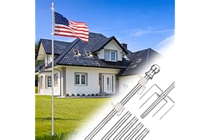 BARCETINE Ground Flag Poles for Outside House - 1" Tangle Free Flag Pole Kit with 5 Prong - 8.5ft Yard Flag Stand for Outdoor,Wind Resistant & Rustproof for Garden - Silver