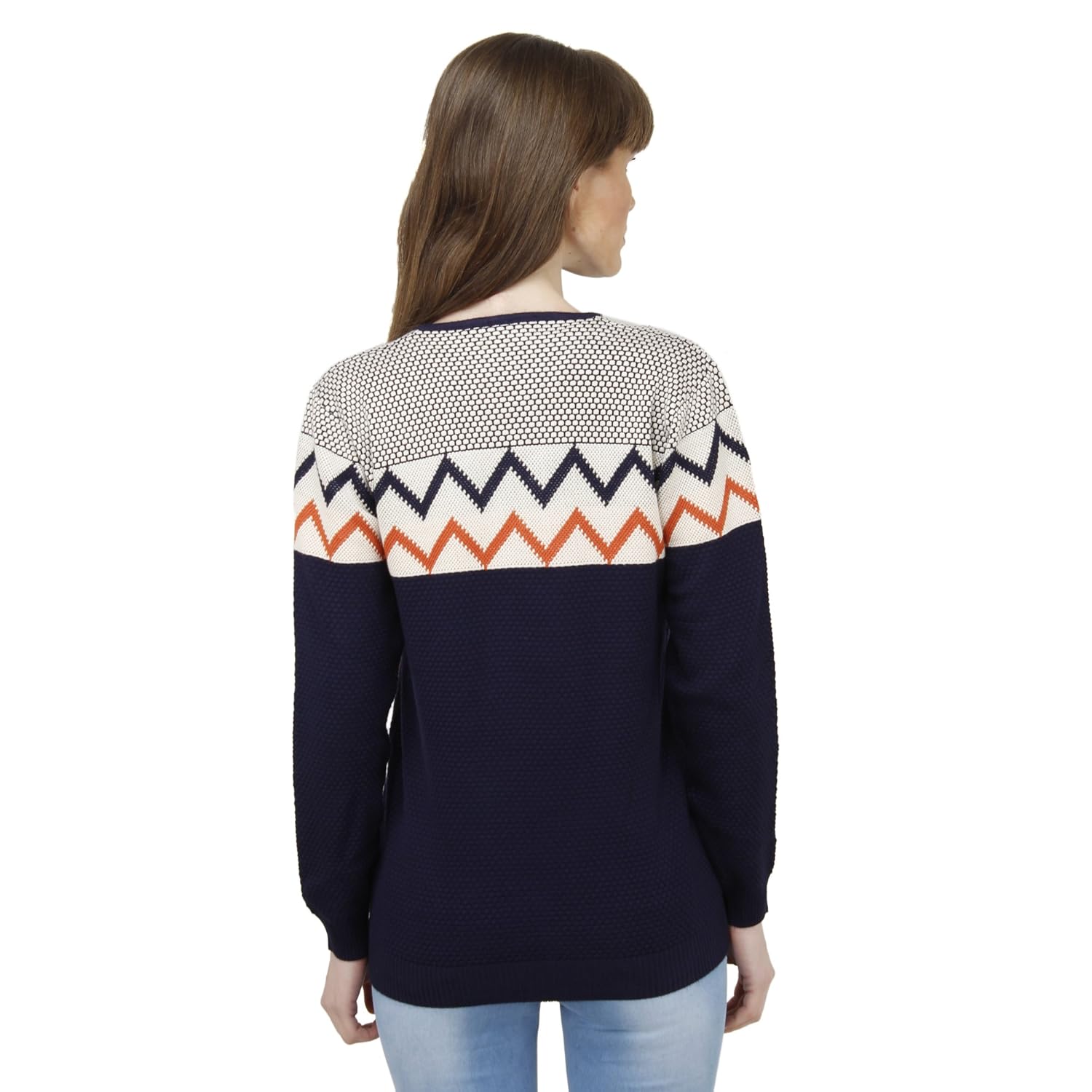 camey women winter zig-zag woolen top