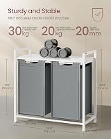 VASAGLE 2-Compartment Laundry Hamper with Shelf 92 L Slate Grey White BLH201W11 view 6
