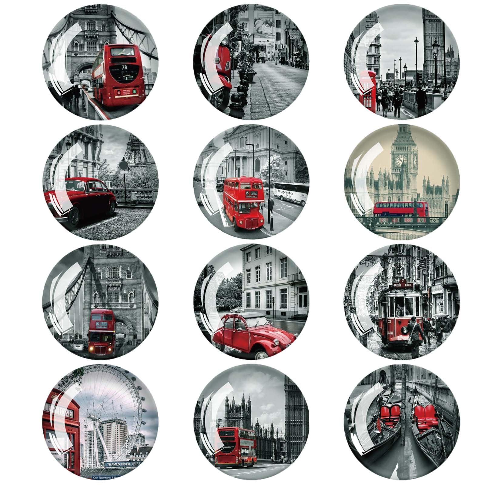 EnixwH 12 Pcs Powerful Fridge Magnets, 30MM Urban Landscape Themed Fridge Magnets, Small Magnets, Powerful Magnetic Whiteboard Magnets, Fridge Whiteboard Magnets