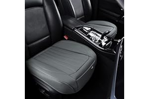 BWTJF Gray Car Seat Cover 2 Pack, Universal Leather Front Seat Covers Bottom Protector, Anti-Slip and Full Wrapping Edge Compatible with Most of Vehicles - SUVs/Sedans/Pickup Trucks