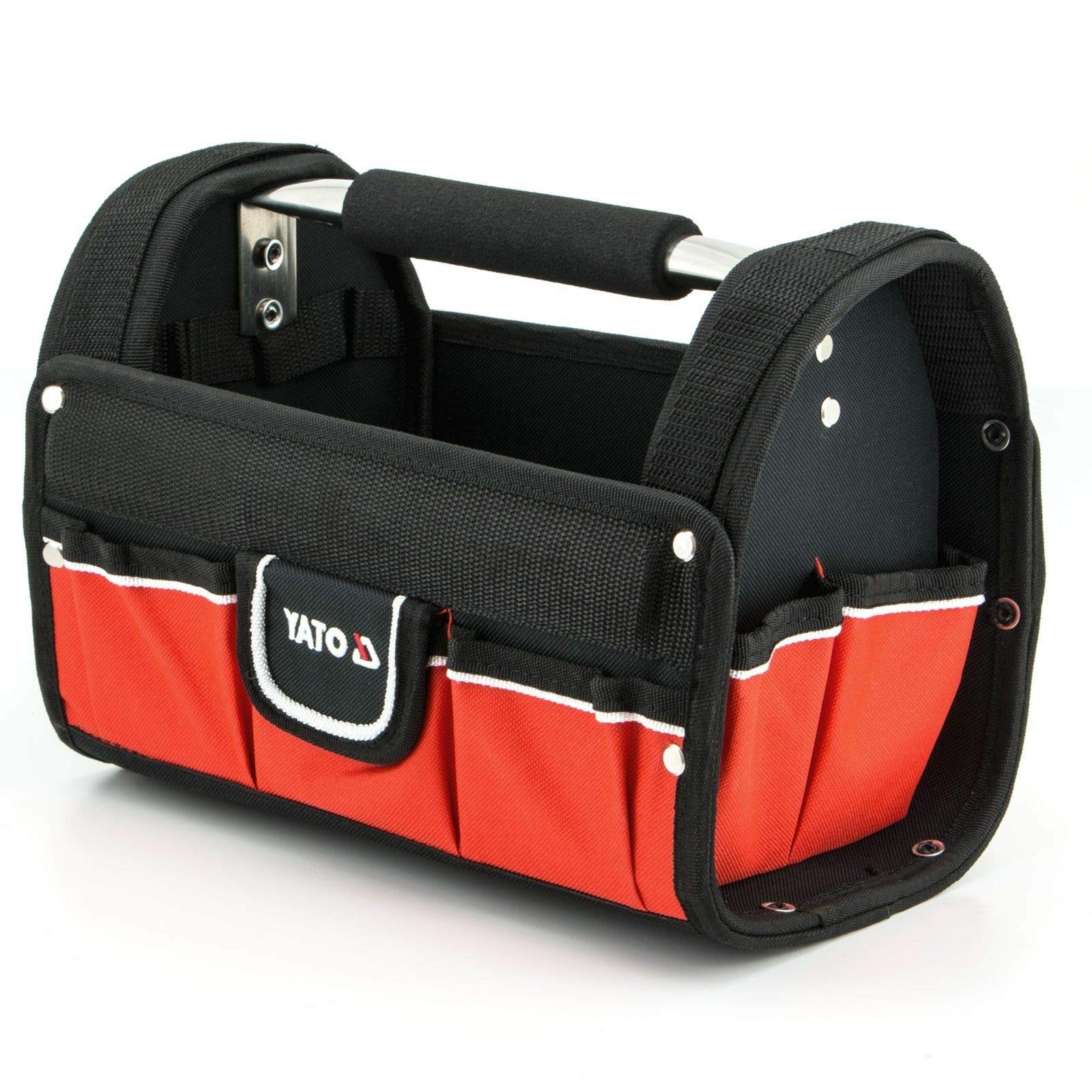 Yato Tool Bag 9 Compartments 30.5 x 19 x 22 cm Empty Metal Handle Open Velcro Small