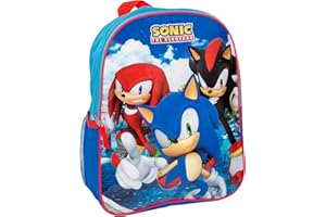 AI ACCESSORY INNOVATIONS Sonic The Hedgehog Kids Backpack, Sonic, Knuckles, Shadow 15" School Bag for Girls & Boys, Blue