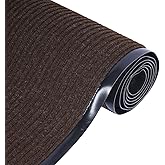 foriy 3x16.4ft Outdoor Floor Mat Large Cuttable Mats Commercial Doormat Double Stripes Carpet Runner Rugs Hallway Non Slip Entrance Rugs Waterproof Mat for Home Hotel Office (3'x16'5''Brown)