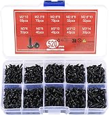 qxayxa 520 Pcs Mini Self Tapping Screws M2-M3 Black Torx Kit view 1