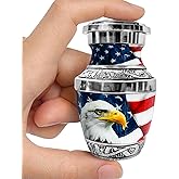 Everlight Memorials American Eagle Urn for Ashes Adult Male – Small Keepsake Patriotic Cremation Urns for Human Ashes Adult Man & Women – Memorial Funeral Urn for Home Display, or Burial