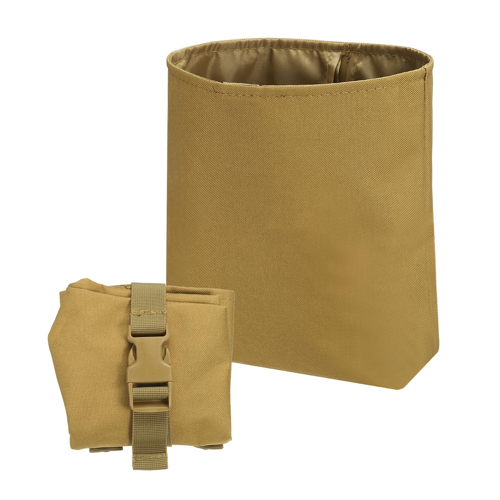 PATIKIL 21x17x8cm Dump Pouch, Folding Dump Waist Bag Roll-Up Drawstring Utility Tool Storage Pack Backpack Accessories Shooting Climbing Outdoor Sports Bag, Brown
