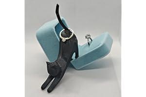 Black Shape Ring Holder,3D Printed White and Black Cat Statue for Wedding Rings and Jewelry Towers,Cute Desktop Organizer for