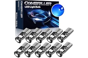Combriller 194 LED Bulb Blue, Error Free 194 168 LED Bulb T10 2825 w5w Led Interior Car Lights for Car License Plate Light Dash Lights Interior Dome Map Door Marker Courtesy Light, Pack of 10