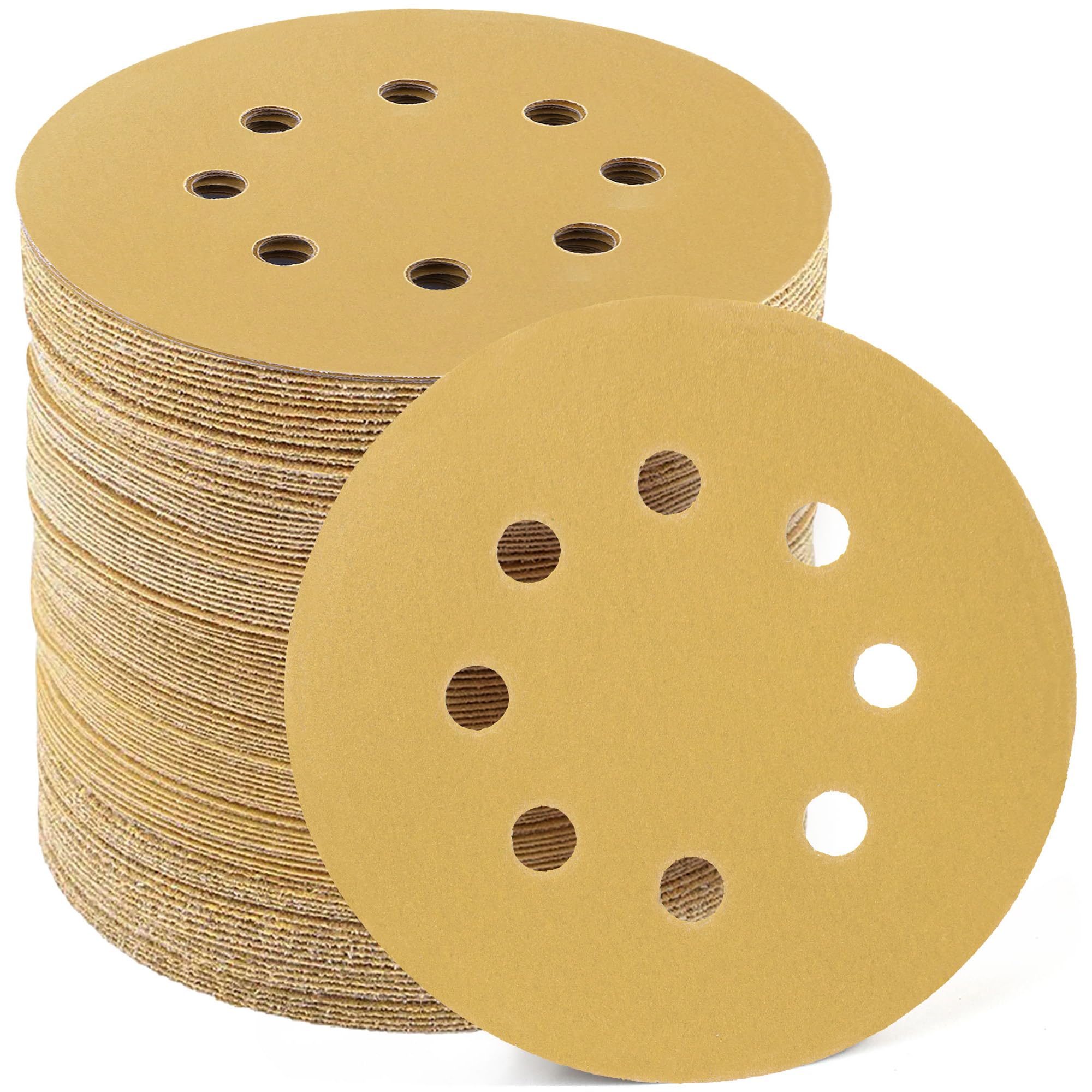 5 Inch 8 Hole 320 Grit Sanding Discs, Pack of 100, Random Orbital Sander Sandpaper, Hook and Loop Round Sand Paper by LotFancy