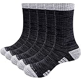 YUEDGE Mens Socks Moisture Wicking Cushioned Anti-Odor Work Socks Thick Casual Cotton Crew Socks For Men, 5 Pairs