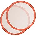Round Silicone Baking Mats for 12 Inch Pizza Pan, 12 Inch Large Pizza Mat or Dough/Cake Mat, Round Liner for Rolling/XL Air Fryer/Cooling Rack/Microwave, Food Grade Non-Stick Reusable(11.75", 2PCS)