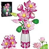 Loyratche Lotus Flowers Bouquet Building Set with Vase, Botanicals Collection, 710 PCS Artificial Flower Building Blocks Toys