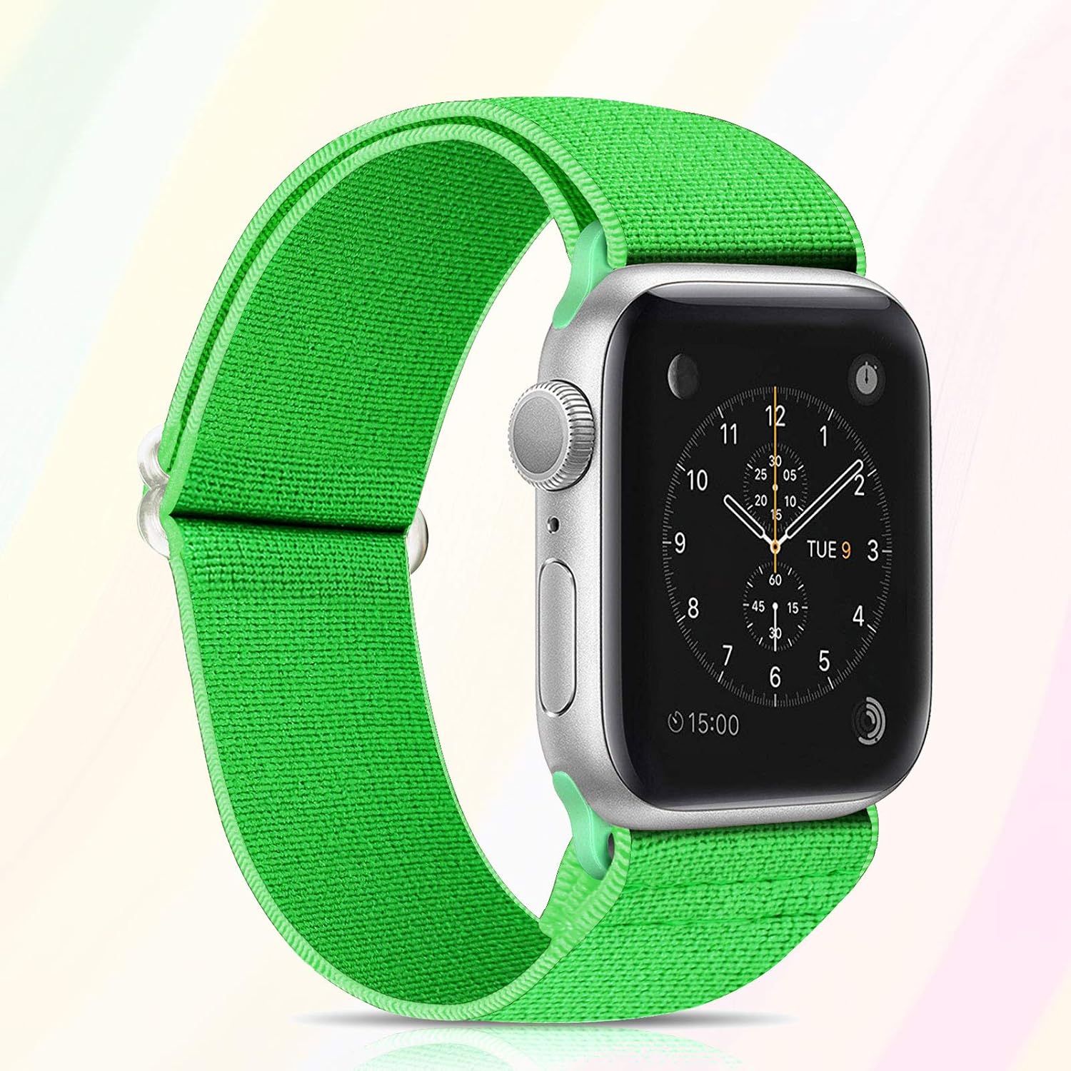 Ecogbd Elastic Replacement Strap Compatible with Apple Watch Strap 38mm 40mm 42mm 44mm, Soft Fabric Nylon Strap Compatible with iWatch Series 6, 5, 4, 3, 2, 1, SE for Women Men (42MM/44MM, Green) - Image 3