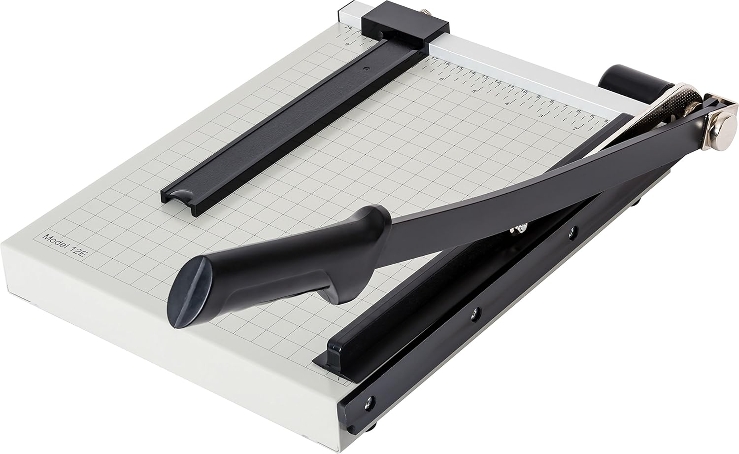 Dahle 12e Vantage Paper Trimmer, 12" Cut Length, 15 Sheet, Automatic Clamp, Adjustable Guide, Metal Base with 1/2" Gridlines, Guillotine Paper Cutter, Black, Gray: Industrial & Scientific